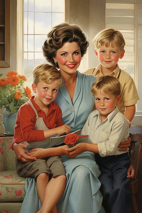 Vintage Mother And Children Art Free Stock Photo - Public Domain Pictures