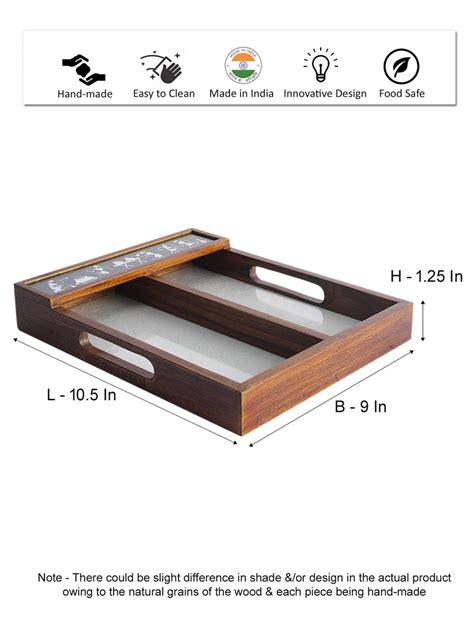 VarEesha Black Warli Tribal Art Teak Wood Spoon Holder/ Cutlery Tray ...