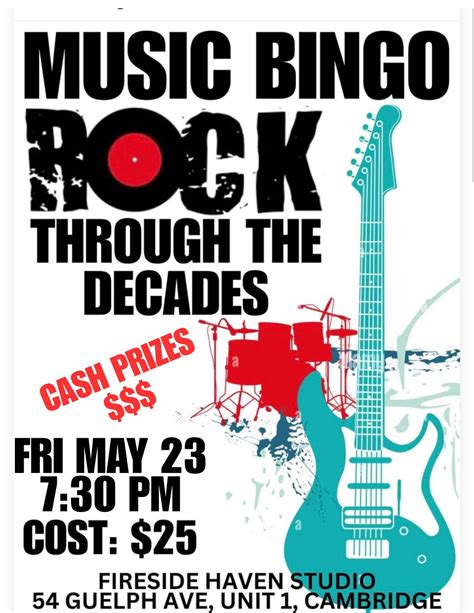 ROCK THROUGH THE DECADES: MUSIC BINGO, 54 Guelph Ave, Unit 1, Cambridge ...