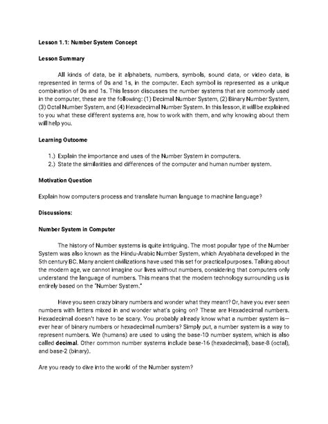 Image result for Number System Lesson Explanation