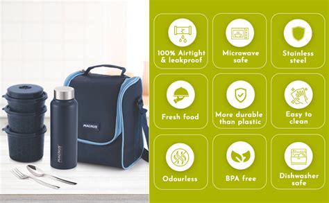 Buy Magnus Microwave EVA 5 Lunch Box (Blue) - 3 Containers, Small Box ...