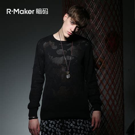 R·Maker暗码欧美男装2015新款春季针织镂空花纹男士毛衣RO4028璞_暗码旗舰店