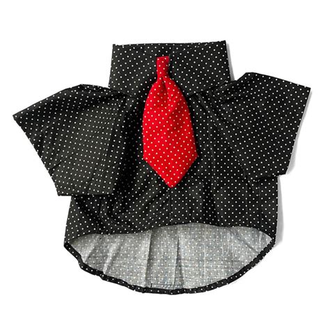 Buy TDIT Casual Polka Dog Shirt with Tie - Black by That Dog In Tuxedo.