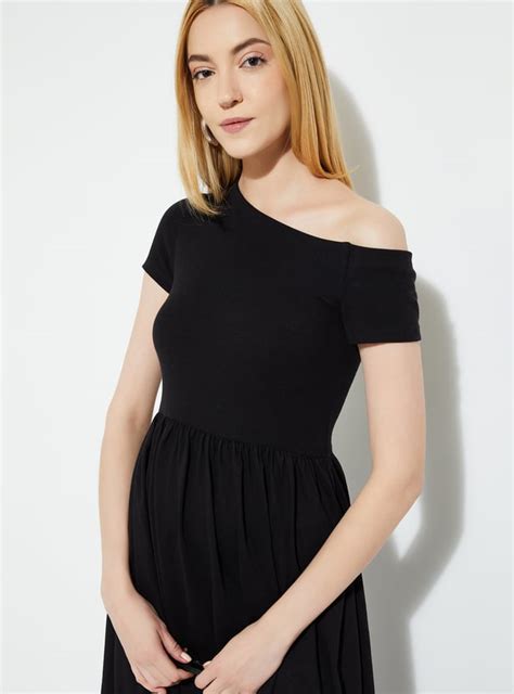 Buy URB_N Women Ribbed One-shoulder Midi Dress Online at just Rs. 1299. ...