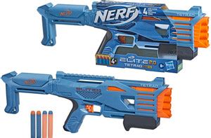 Nerf Elite 2.0 Tetrad QS-4 Blaster, 4-Barrel Blasting, Pump Action ...