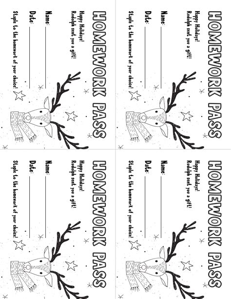 Printable Christmas Homework Pass | Rossy Printable