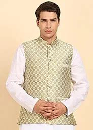 Buy Men’s Ethnic Golden Printed Nehru Jacket – Elegant Festive Style ...