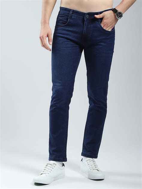 Buy Men Blue Solid Ankle Length Denim Online in India - Monte Carlo