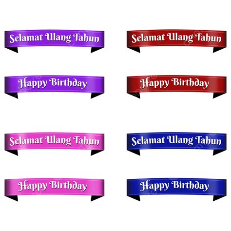 生日快樂 Selamat Ulang Tahun 絲帶, 生日快樂絲帶, 生日快樂, 絲帶素材圖案，PSD和PNG圖片免費下載
