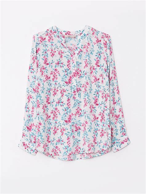 Johnny Collar Flower Long Sleeve Viscose Women's Blouse -S2HG51Z8-LRA ...