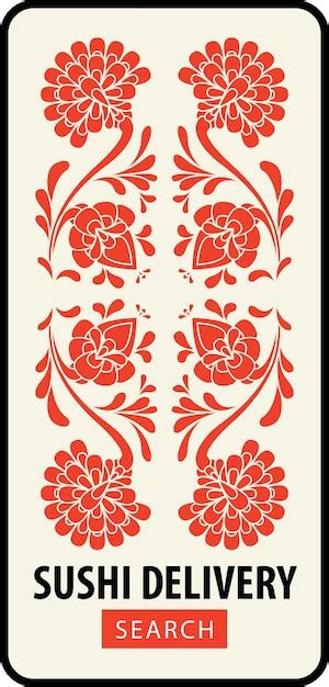 Floral banner for japanese cuisine | Premium Vector