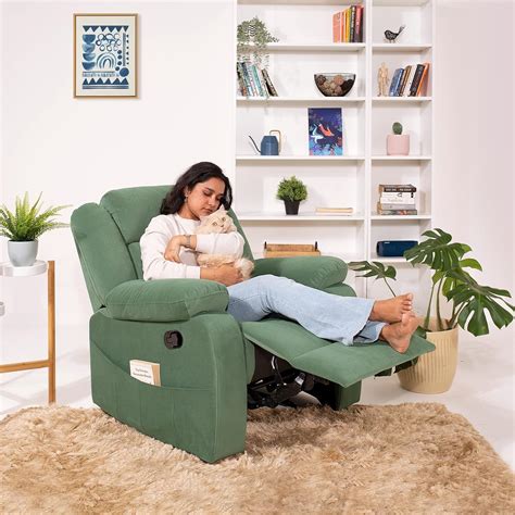 Jordyblue Single Seater Manual Recliner Sofa | Solid Wood | 1 Year ...