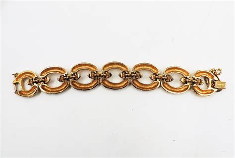 Vintage Signed Monet "Gold Nugget" Wide Link Bracelet, 1973 For Sale at ...