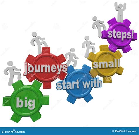 Big Journeys Start with Small Steps People Marching Up Climbing Stock Illustration ...