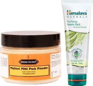 Sheer Secret Multani Mitti Pack Powder 150g and Purifying Neem Face ...