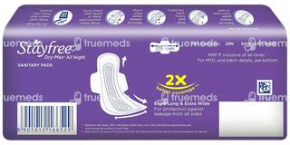 Stayfree Dry Max All Night Ultra Dry Xl 28 Sanitary Pad - Uses, Side ...