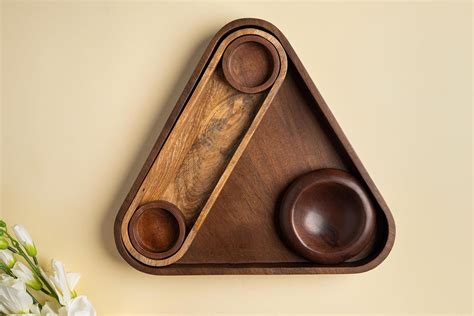 Buy The Empty Space Handmade Acacia Wood Serving Platter - Triangle ...