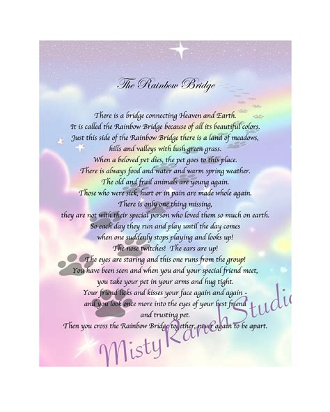 Rainbow Bridge Dog Poem Printable | All FREE Printables