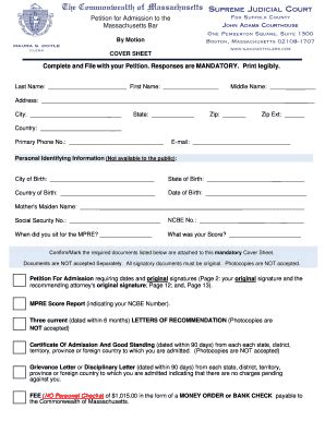 Fillable Online Petition for Admission to the Massachusetts Bar Fax ...