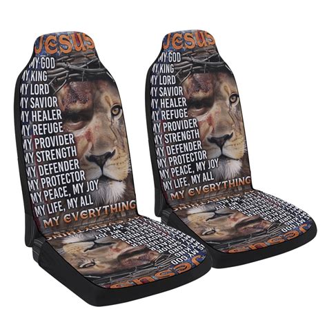 Jesus Is My God My Everything Lion Christian Cross Jesus Seat Covers ...