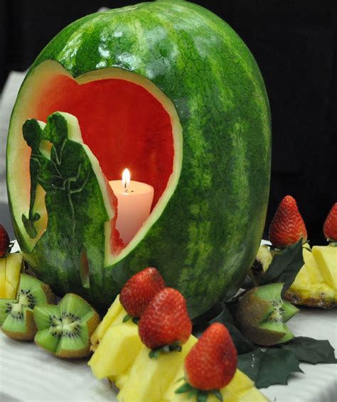 Carved Wedding Watermelon by Simply Delicious Fruit Tables | Fruit and ...