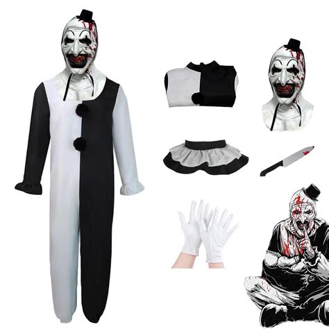 Lyxaof Art The Clown Costume Horror Killer Costume with Mask Halloween ...