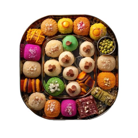 Indian Sweets And Mithai In A Tray For Diwali Festival Flat Lay Top ...