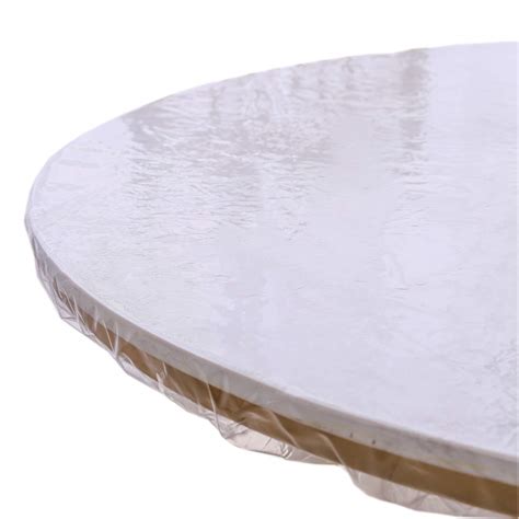 Clear Round Vinyl Fitted Tablecloth Waterproof Oilcloth Heavy Duty ...