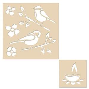 Buy Incredible Gifts India Birds Design Rangoli Stencils 001 (Wooden ...