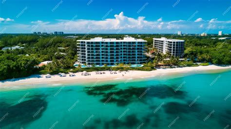 Premium Photo | A stunning view of a luxurious resort on a tropical beach featuring elegant ...