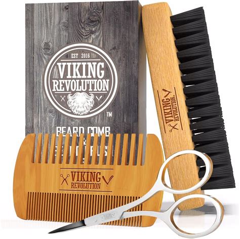 Viking Revolution Beard Brush For Men- Natural Boar Bristle Brush And ...