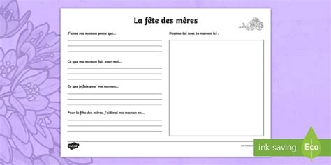 Support pour la production d'écrits : La fête des mères