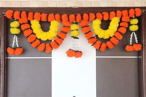 Buy S2S Artificial Marigold Flowers Garlands Double line Door Toran for ...