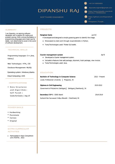 Dipanshu Raj - DIPANSHU RAJ SOFTWARE ENGINEER SUMMARY I am Dipanshu, an ...