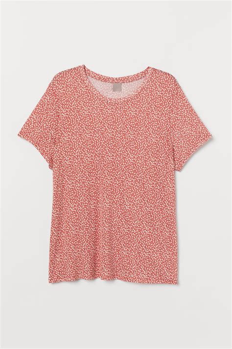 H&M+ Jersey top - Red/Floral - Ladies | H&M IN