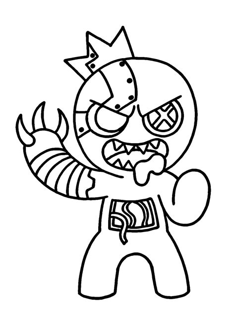 Robot Green Rainbow Friends Coloring Page