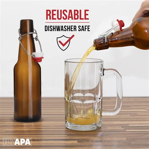 Buy Ilyapa 16 oz Amber Flip Top Glass Beer Bottles for Home Brewing ...