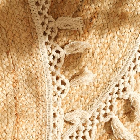 Round Reversible Jute Carpet with White Border - Ultra-Large Rug – Zarf ...