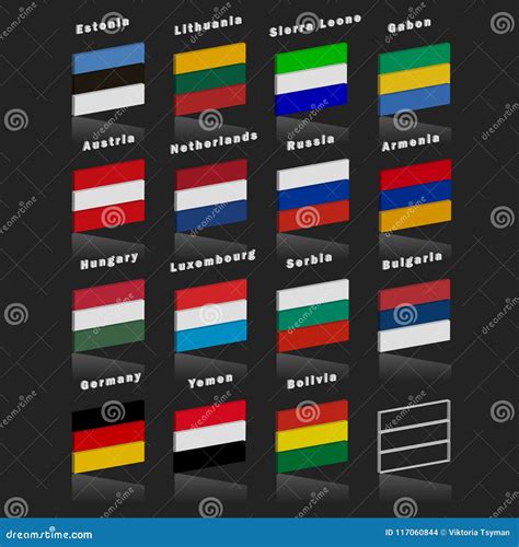 Flags Of The Countries Of The World. Country Flags Of Three Colors. Horizontal. With 3D Effect ...