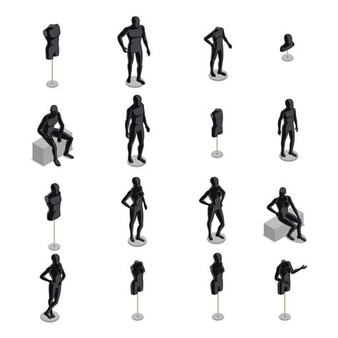 Mannequins isometric set | Free Vector
