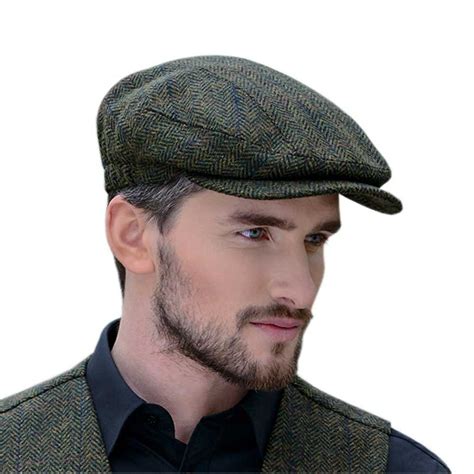 Peaky Blinders Cap For Men- Made In Ireland- 100% Irish Tweed- Green ...