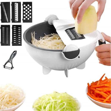 HIDZ 9 in 1 Multifunction Magic Rotate Vegetable Cutter with Drain ...