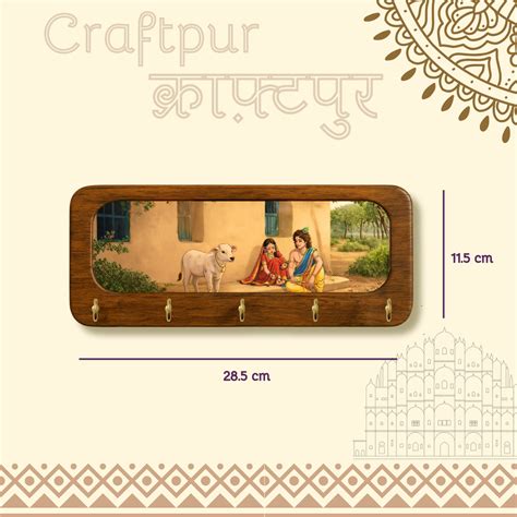 Radha Krishna Ji Home Wooden Keyholder – Craftpur