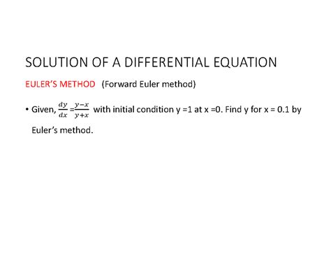 Differential Equations Methods: Forward Euler & Taylor Series (3) - Studocu