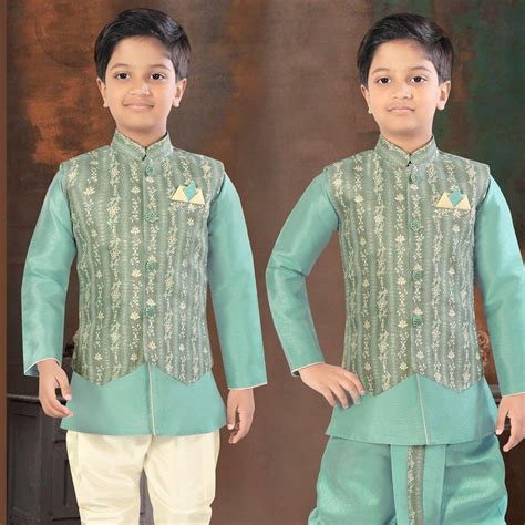 Raw Silk Turquoise Sherwani Set – Kumaran Silks