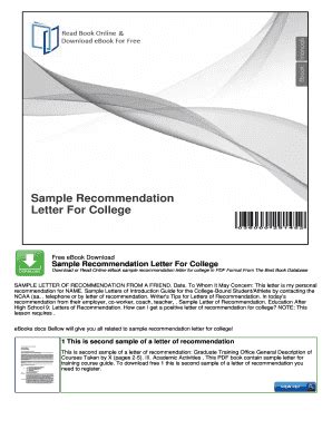 Fillable Online Sample Recommendation Letter For College - nocRead.Com ...