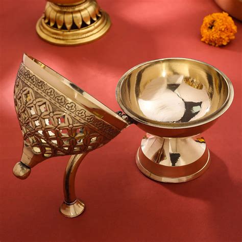 Brass Dhoop Dani & Incense Holder With Handle - Craft Nagri