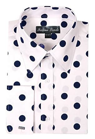Fortino Landi Men's 100% Cotton Big Polka Dot Design Spread Collar ...