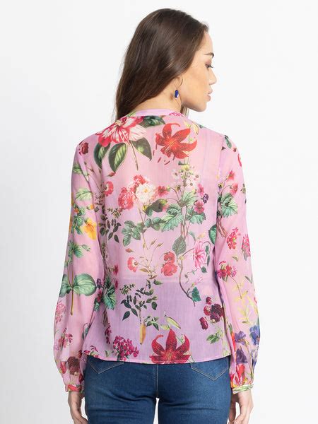 Buy Blue Band Collar Printed Long Sleeves Casual Shirt – Shaye India