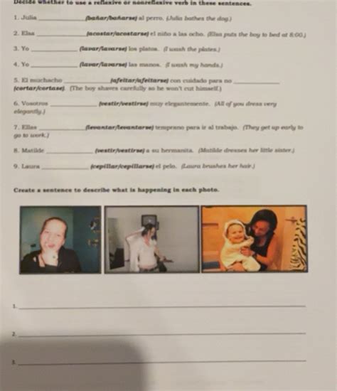 Solved: Decide whether to use a reflexive or nonreflexive verb in these ...
